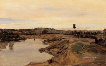  plein Oil Painting - The Poussin Promenade aka Roman Campagna plein air Romanticism Jean Baptiste Camille Corot